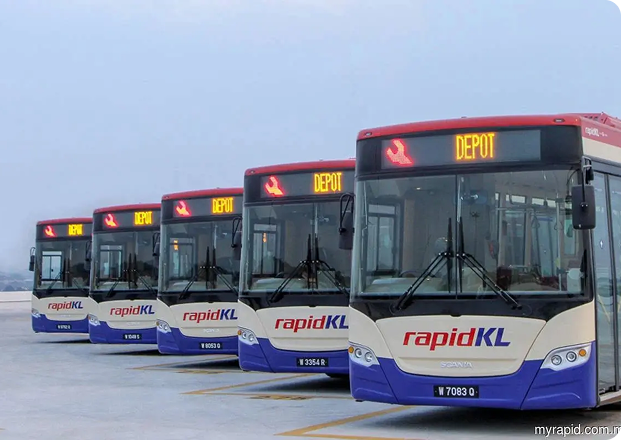 Fleet of public transport buses